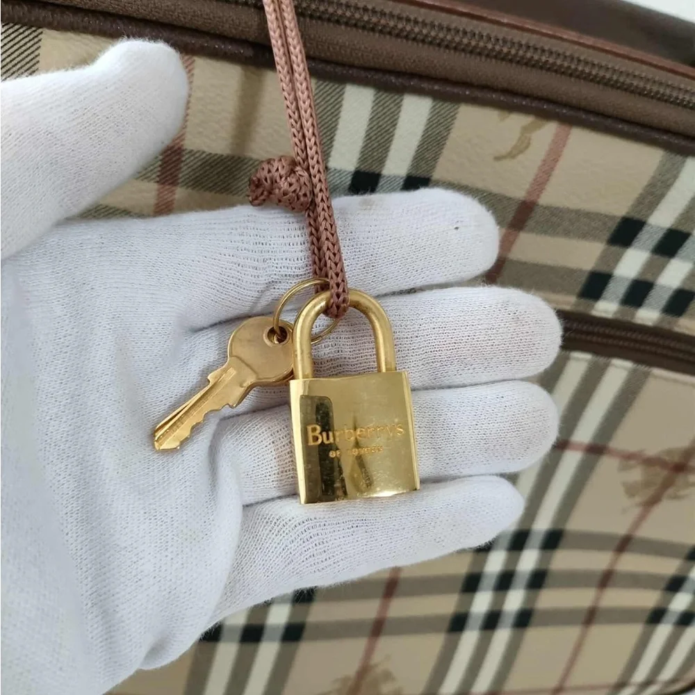 Burberry Tan and Brown Plaid Briefcase